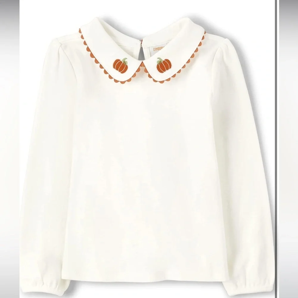 Gymboree Long Sleeve Embroidered Pumpkin Peter Pan Collar Blouse‼️FINAL SALE